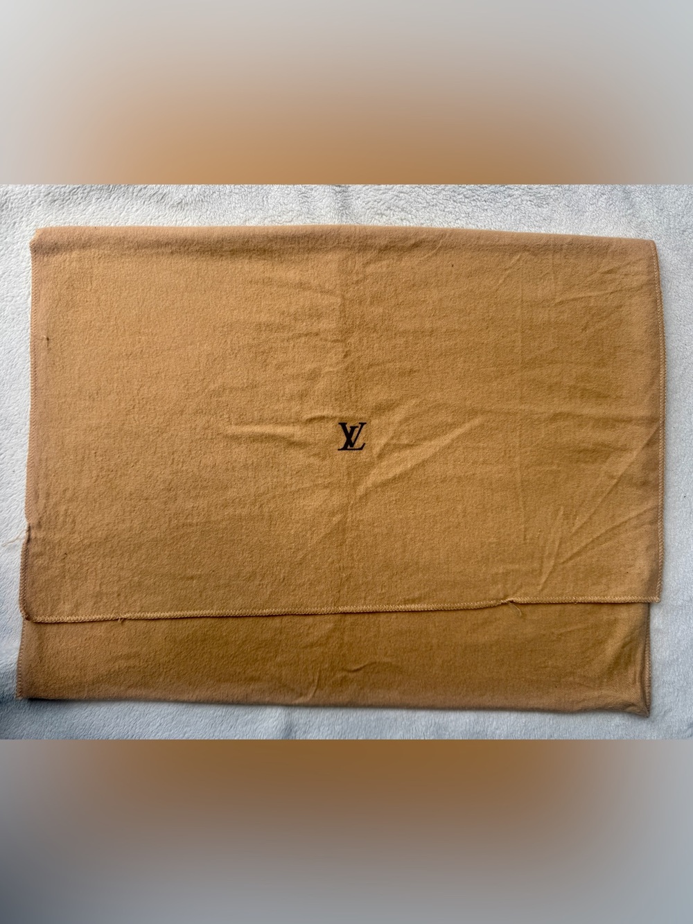 Authentic Louis Vuitton Large Fold Over Dust Bag Tan Storage Cover 18”x14”